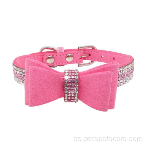 Venta caliente de lujo de lujo Bowtie Rhinestone Dog Collar